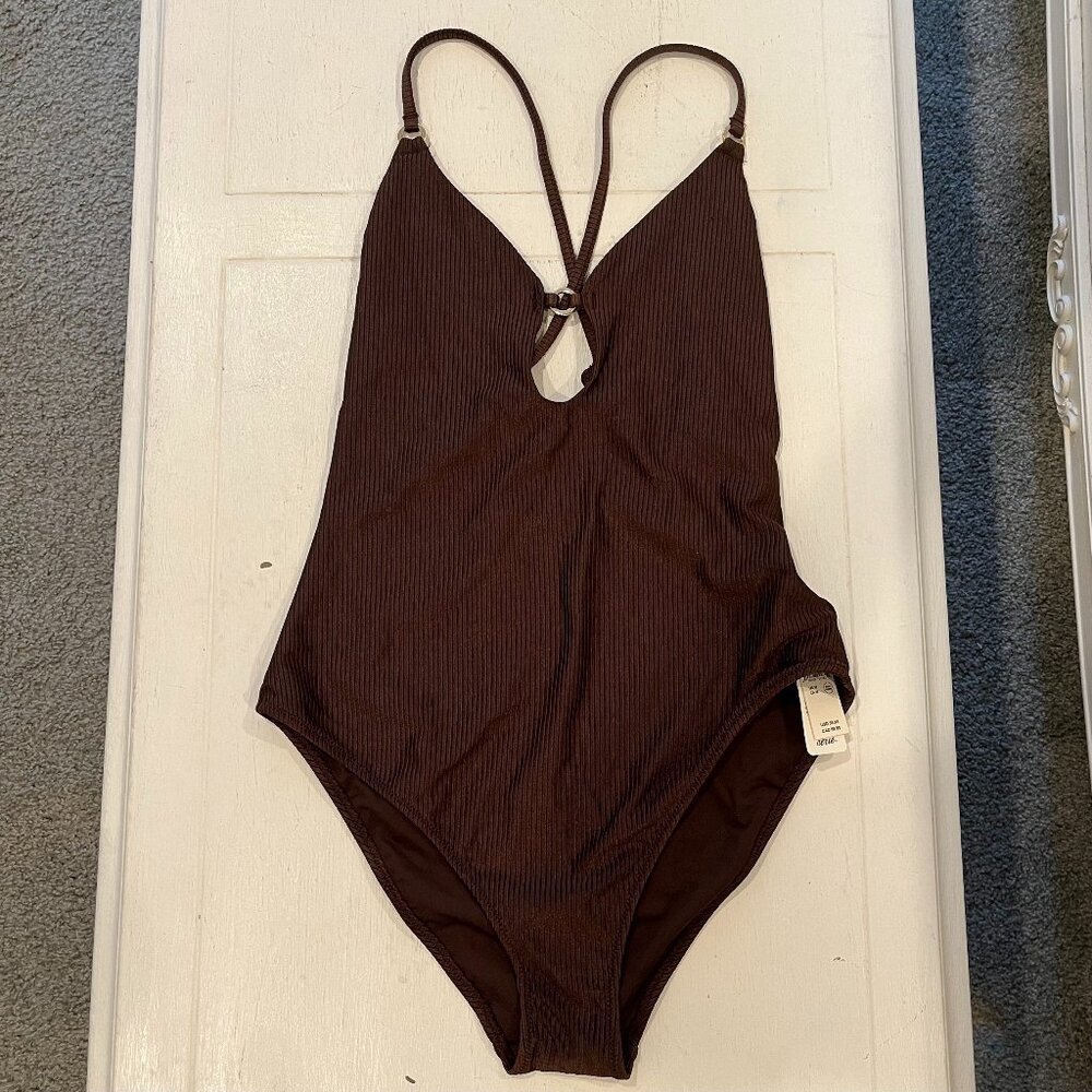 Aerie Shine Rib Full Coverage One Piece Swimsuit (NWT)